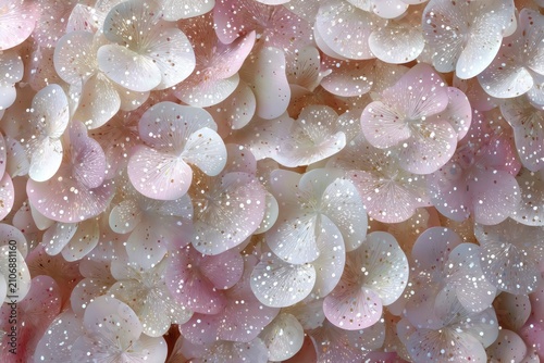 Muted Petal Sequin Seamless Pattern with White Glitter