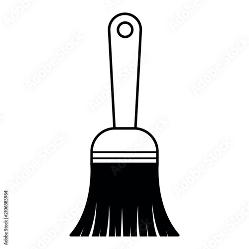 Tableau sur toile Black and white illustration of wide bristle paintbrush tool