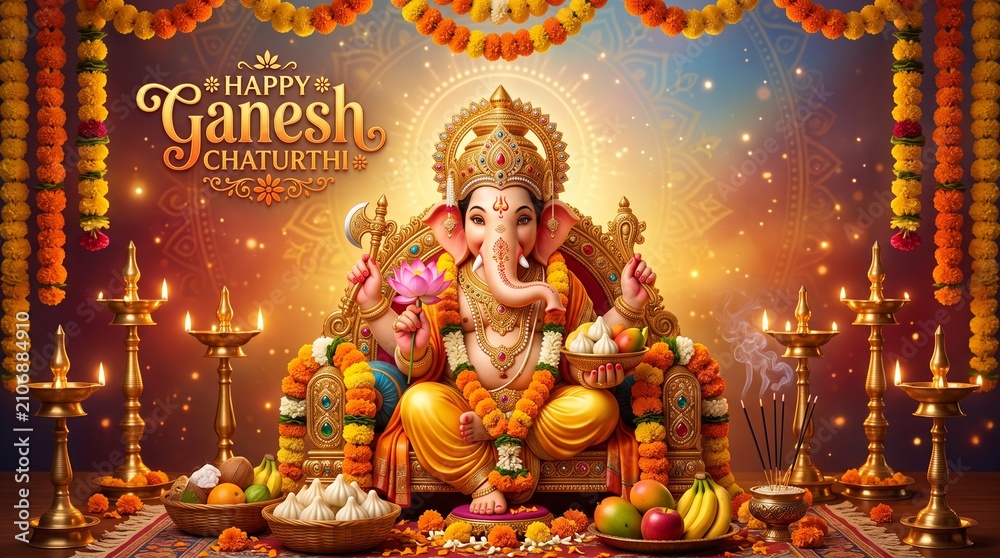 Fototapeta premium Ganesh Chaturthi background 