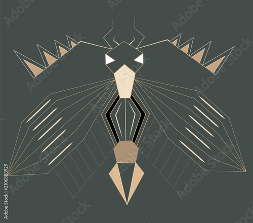 Stylized geometric moth with angular wings.