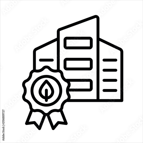Green Building Standards icon line vector illustration