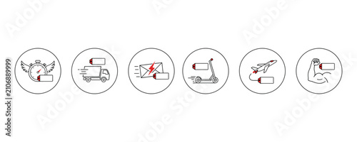 Fast delivery service icons representing speed and efficiency.