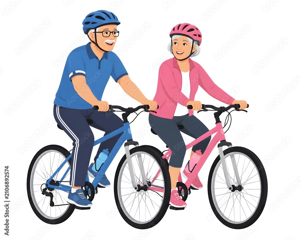 Fototapeta premium Active Aging Concept with Elderly Couple on Bicycles