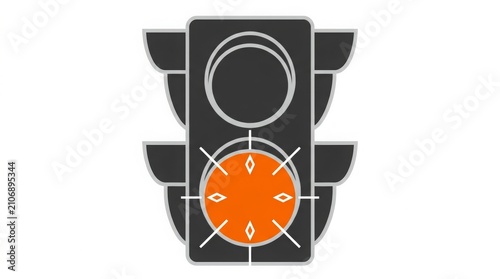 Traffic - Orange Traffic Light with Crosshair Target Overlay on Dark Signal Icon Concept