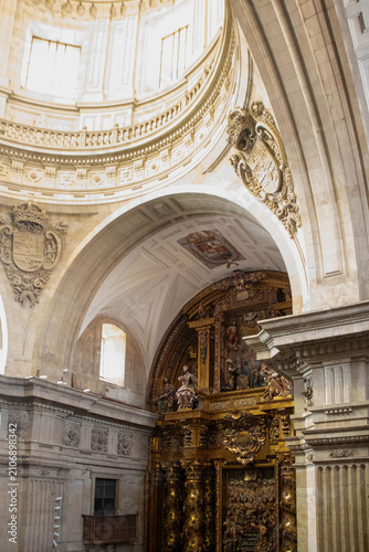 Interior view of the ornate Clerecía church in Salamanca, Spain