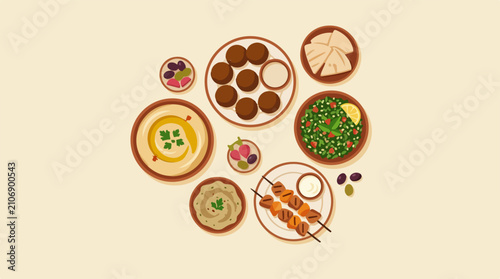 Flat illustration of Indian food