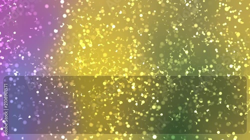 Abstract background with glowing golden particles and a dark rectangular text box overlay.