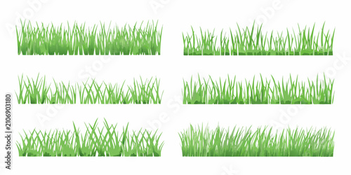 фотографія Green Grass Strips Vector Illustration On White Background