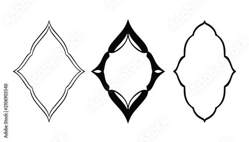Black decorative ornamental frames in elegant style. Vector collection of isolated decorative borders for branding, invitations, packaging and print design. 