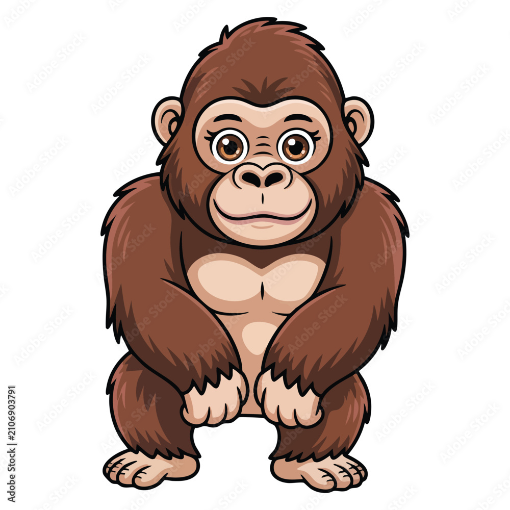 Obraz premium Gorilla icon isolated wild strong ape featuring cute primate mammal cartoon character with wildlife exotic monkey animal theme