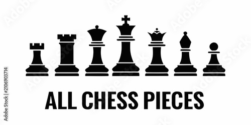 Photos Chess Pieces Silhouette Collection On White Background