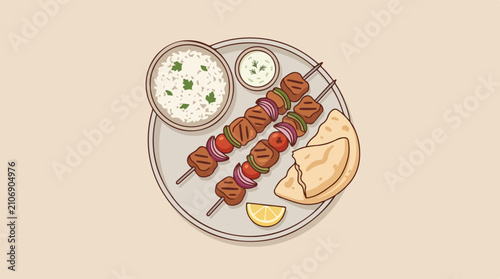 Flat illustration of Turkish specialties