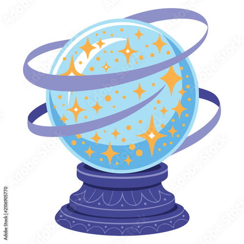 Fotografie Hand drawn magic crystal ball with stars illustration suitable for Halloween pre