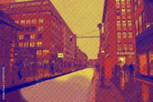 Berlin and evening streets in illustrative graphic style