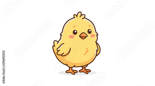 Fotografie Cute little yellow baby chick standing.