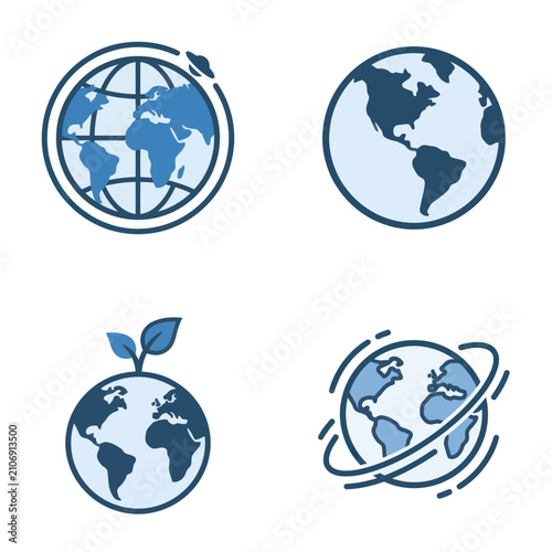 Fotografi Earth Globe Planet World Map Icons.