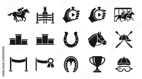 Quadro su tela Equestrian Sports Icons and Symbols.