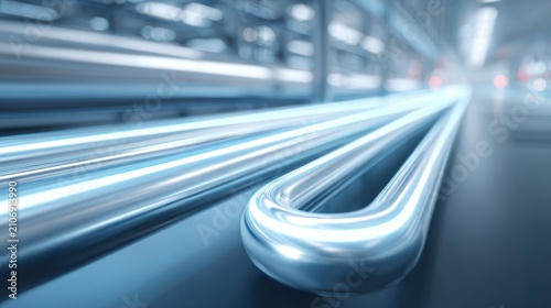Shiny metal tubes in modern environment