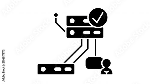 Network device ping testing connection verification animated graphic. Diagnostic status check loop for server latency response and traceroute analysis.
