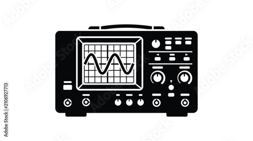 Canvastavla oscilloscope device in black silhouette electronics instrument measurement monit