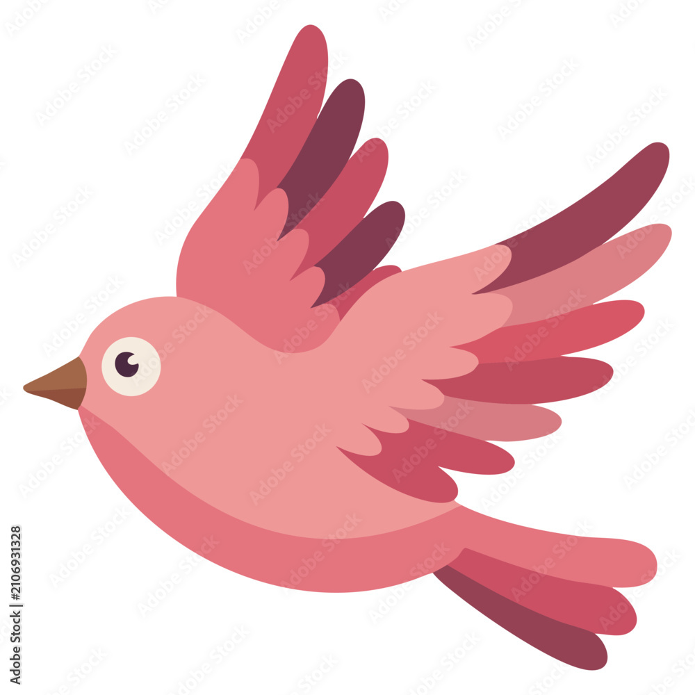 Fototapeta premium Little red bird in flying pose icon isolated design suitable for animal nature cartoon style and decorative creative vector themes