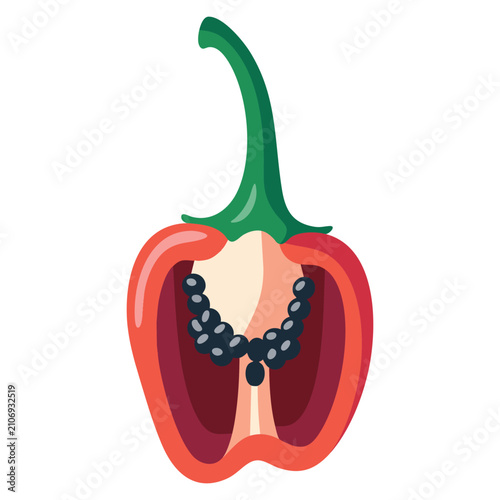 Manzano chilli pepper half icon design ideal for food ingredients cooking concepts and spicy vegetable artwork themes