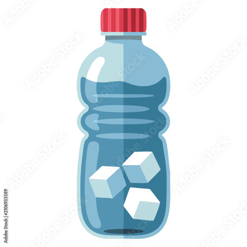 Mineral water bottle with ice cubes semi flat colour vector object suitable for refreshment and beverage graphics