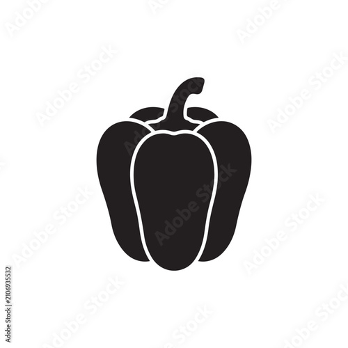 Black silhouette of a bell pepper vegetable icon isolated on white background healthy food vector.