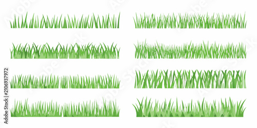 Foto Green Grass Strips Illustration On White Background