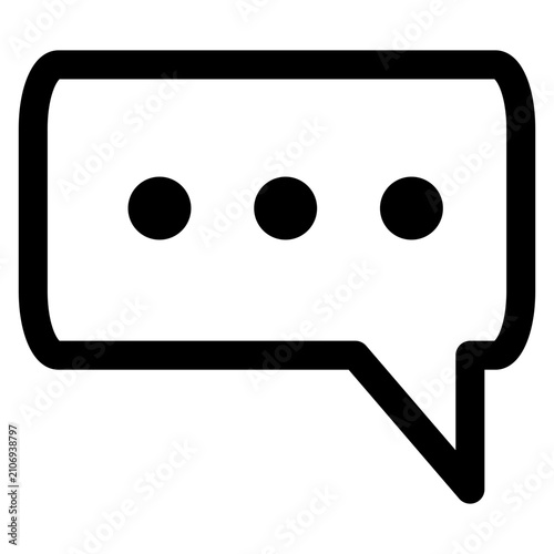 Cuadro en lienzo Simple black outline icon of a speech bubble with three dots, representing communication or an ongoing thought process