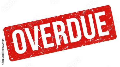 Фотография Overdue stamp distressed red background