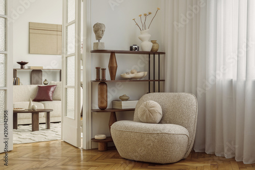 Inviting Modern Living Space with Cozy Armchair and Stylish Decor