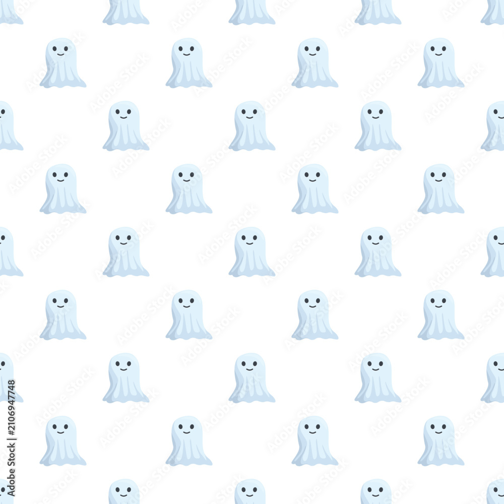 Naklejka premium Cute ghost characters creating a seamless repeating pattern for holiday design
