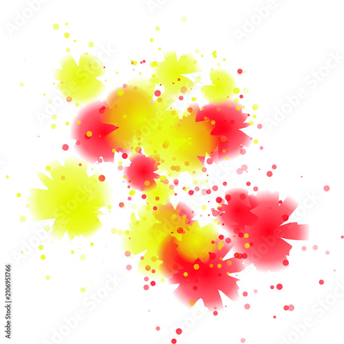 Принти на полотні Abstract red and yellow watercolor paint splashes