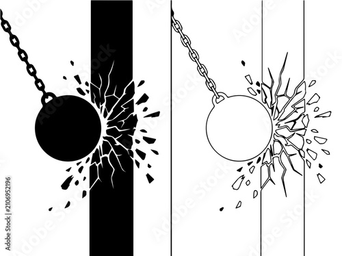 Foto Black tree silhouettes with circular accents on white background