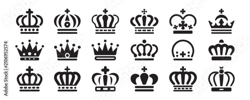 Cuadro en lienzo Elegant collection of various crown icons suitable for regal branding and heraldic projects