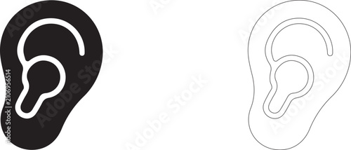 Foto Human ear vector icon filled and outline, auditory perception and active listening symbol