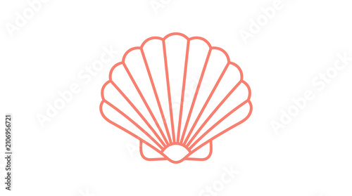 Minimalist scallop shell linear vector icon.