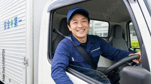 若い日本人のトラック運転手　Japanese young truck driver