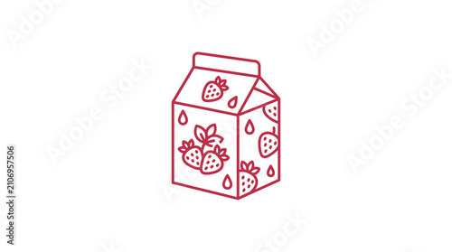 Detailed pink strawberry milk carton graphic.