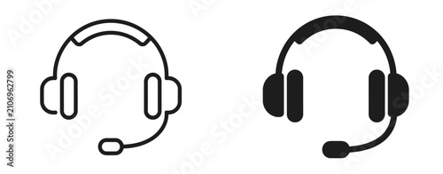 Bild auf Leinwand Customer Support Headset Icons, communication, hotline, and service assistance s