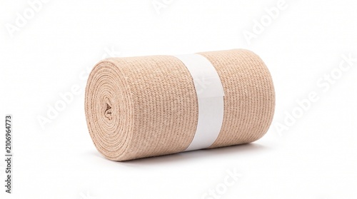 Beige Elastic Crepe Bandage Roll for Medical Support and Injury