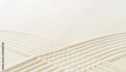 Japanese Dry Garden Texture Concept. Zen sand garden with neatly raked patterns in fine white sand