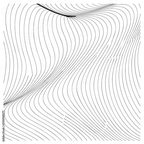 Abstract flowing lines on white background design element, futuristic digital wave art, modern dynamic striped pattern.