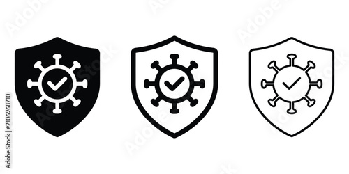 Foto Virus resistance shield icon silhouette vector, bold outline and line art isolat