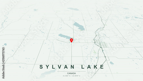Foto Modern minimalist vector map of Sylvan Lake, Alberta