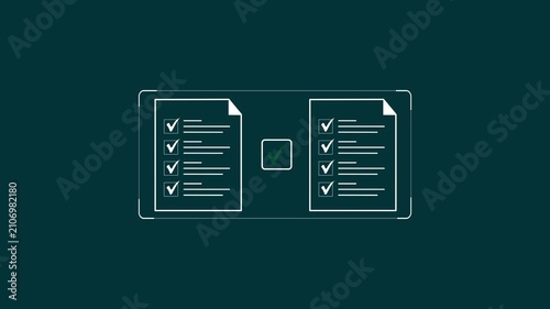 checklist and clipboard task documentation management, checklist questionnaire assessment form, online exam Choosing the right answer in the exam of document animation, 4k documentation box animation