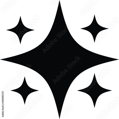 Black sparkle icon displaying clean starburst glitter graphic illustration