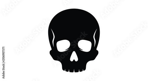 Foto Black skull silhouette against a white background a stark representation of mort