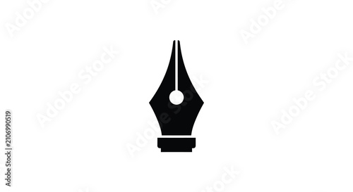 Foto A black silhouette of a fountain pen nib against a white background a simple gra